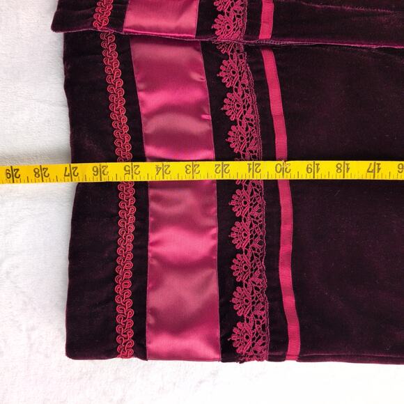 Eclectic Vintage Coldwater Creek Velvet Silk Crimson Button Up Top Women's Large - Picture 8 of 10